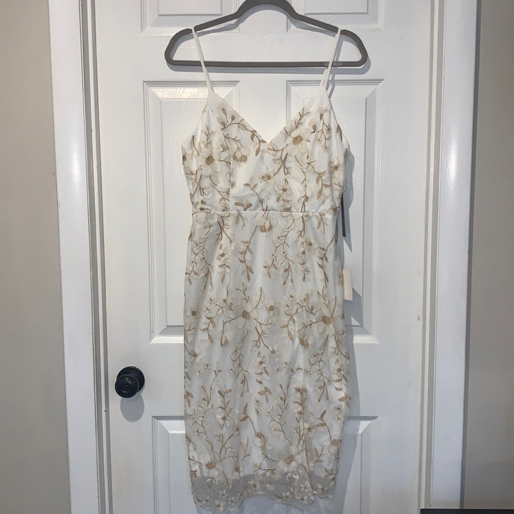 Lulus Starleena Embroidered Bodycon Midi Dress